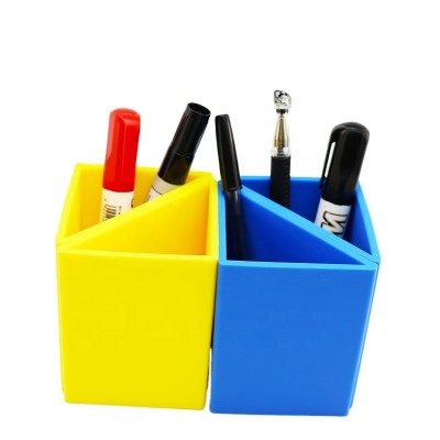 Triangle multifunctional office pen holder silicone pencil storage box