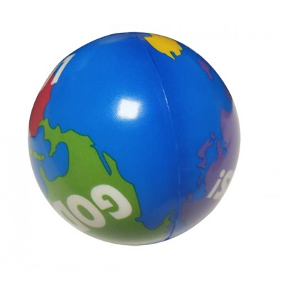 High elasticity PU foam ball Soft Anti Stress world map pattern  polyurethane toy ball